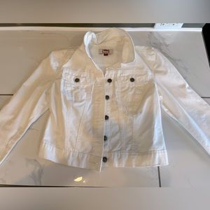 White size small Jean jacket with light rips (as purchased)